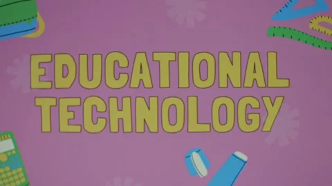 Time to Educational technology inscription on changing color background with Stock Footage 270502416