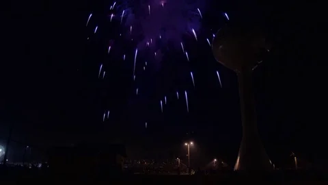 Time Effect Stylized Fireworks Mascoutah Illinois Stock Footage 70839715
