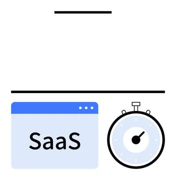 Time-Efficient SaaS Solutions Integration of Software and Speed Stock Illustration