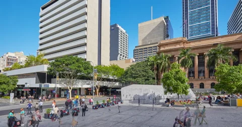 Time elapse of people having lunch and commuting, Brisbane,Queensland,Australia Stock Footage 140604846