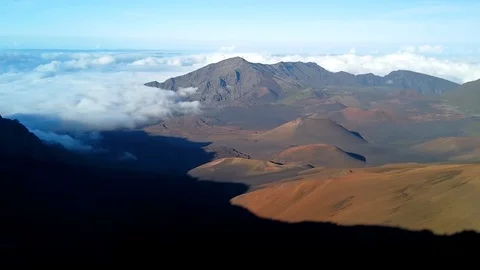 Time Elapse of shadows crossing crater top at Haleakala Crater,Maui,Hawaii,usa Stock Footage 119650010