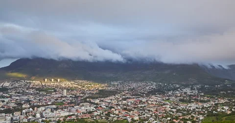 Time elapse of storm clouds over the city of Capetown,South Africa Stock Footage 140589809