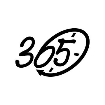 Time emblem 365 infinity logo icon design illustration black Illustrazione stock