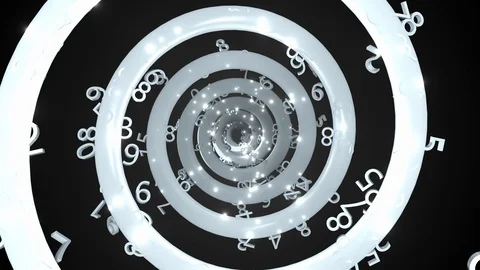 Time endless abstract spiral with many numbers, 3d render computer generated Stock Footage 109150836