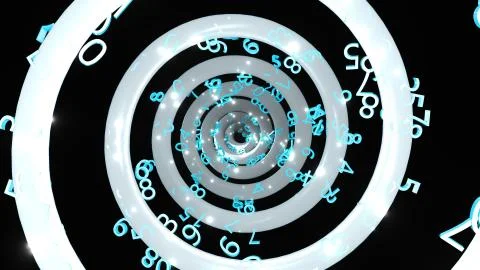 Time endless abstract spiral with many numbers, 3d render computer generated 스톡 일러스트