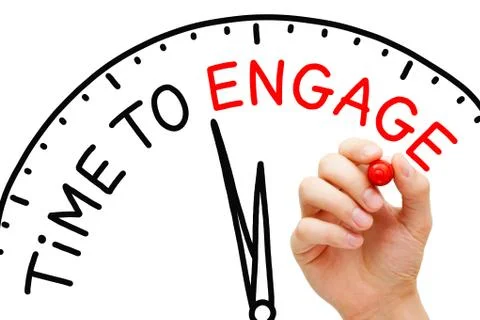 Time To Engage Clock Concept Stock-Fotos