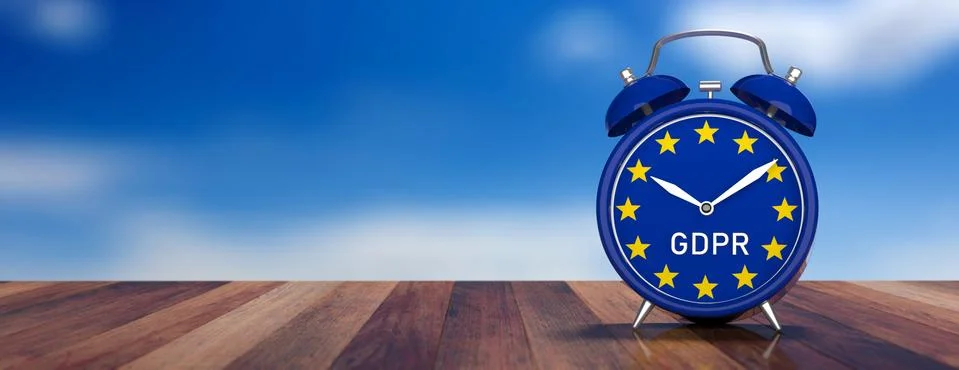 Time for EU General Data Protection Regulation. Alarm clock with GDPR on a wo 스톡 일러스트