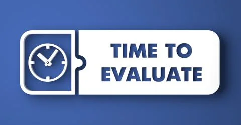 Time to Evaluate on Blue in Flat Design Style. Stock Illustration