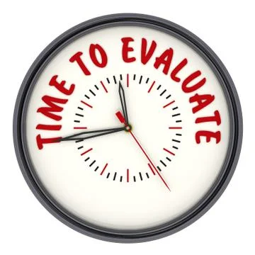 Time to evaluate. Clock with text Ilustração Stock