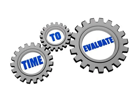 Time for evaluate in silver grey gears Illustrazione stock