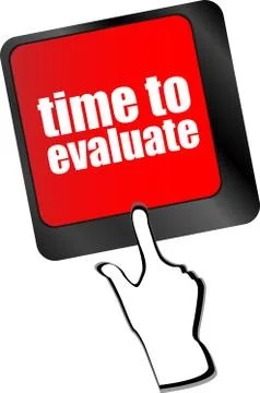 Time to evaluate word on computer keyboard - social network concept Illustrazione stock
