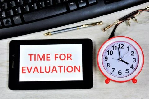 Time for evaluation is a concept of thinking that reflects the variability Stock Photos