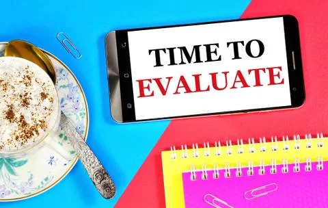 Time for evaluation. Text message on the smartphone screen. Stock Photos