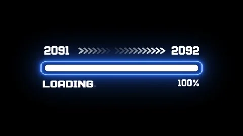 Time Evolution 2091 to 2092 Digital Loading Bar 100% Stock Footage 325988185
