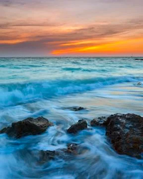 Time exposure of waves Stock Photos