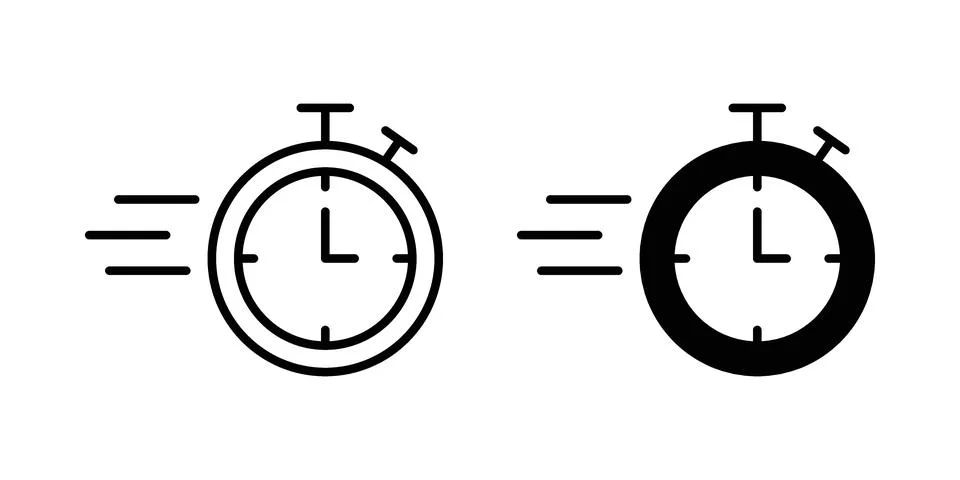 Time fast icon. Outline, flat icons Stock Illustration