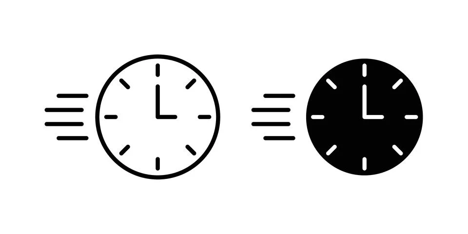 Time fast icon thin line and clipart style vector set Stock Illustration