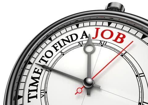 Time to find a job concept clock Stock Illustration