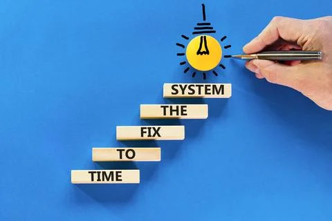 Time to fix the system symbol. Concept words Time to fix the system on wood.. Stock Photos