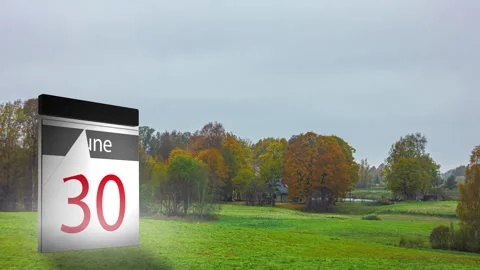 Time flies by with changing season timelapse and calendar ripping off pages Stock Footage 270152698