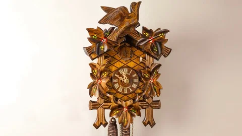 Time flies every day. A cuckoo clock remember us this truth. Stock Footage 83141987