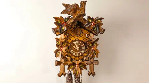 Time flies every day. A cuckoo clock remember us this truth. Stock Footage 83143253