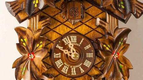 Time flies every day. A cuckoo clock remember us this truth. Stock Footage 83143287