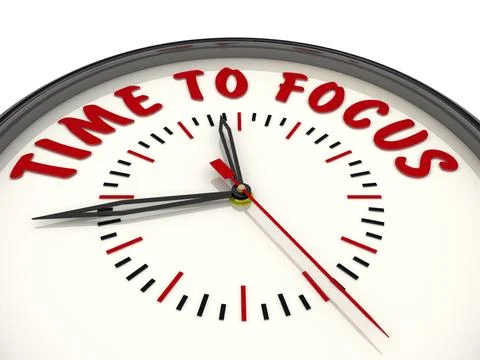 Time to focus. Clock with text 스톡 일러스트