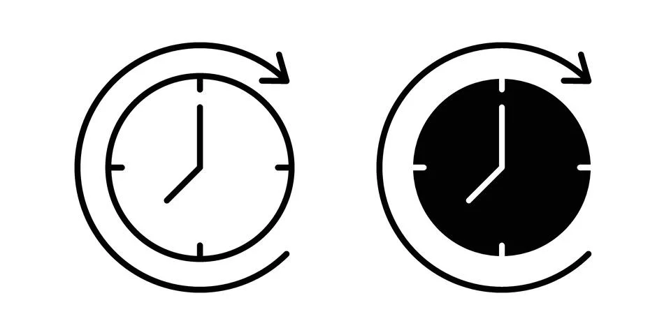 Time forward icon. Outline, flat icons Stock Illustration