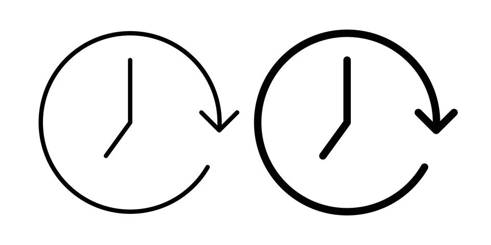 Time forward icon thin line and clipart style vector set Stock Illustration