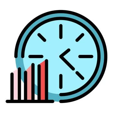 Time graph evolution icon color outline vector Stock Illustration