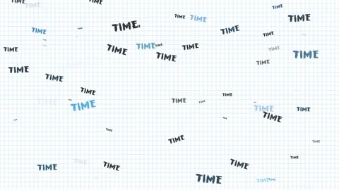 Time, grunge text flying randomly.Text written with a brush by hand. Stock Footage 136458161