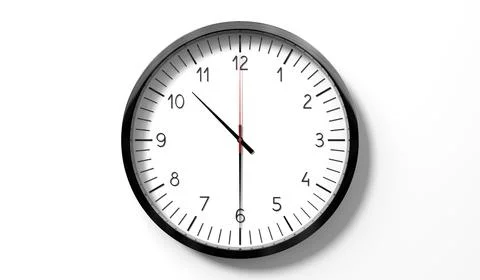 Time at half past 10 o clock - classic analog clock on white background Stock Illustration