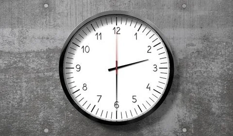 Time at half past 2 o clock - classic analog clock on rough concrete wall Stock Illustration