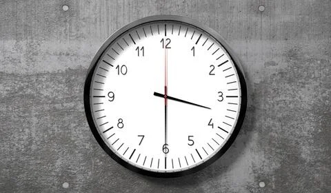 Time at half past 3 o clock - classic analog clock on rough concrete wall Stock Illustration