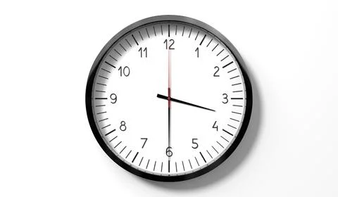 Time at half past 3 o clock - classic analog clock on white background Stock Illustration