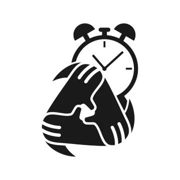 Time hand Commitment Teamwork Together Black Logo 스톡 일러스트