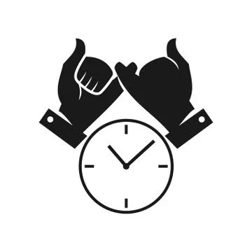 Time hand Commitment Teamwork Together Black Logo Stock Illustration