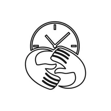 Time hand rotation Commitment Teamwork Together Outline Logo Illustrazione stock