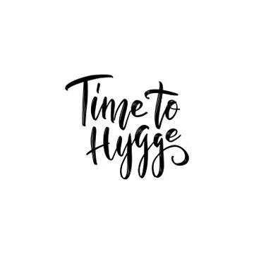 Time to hygge. Vector poster with phrase and decor elements. Typography card, Illustrazione stock