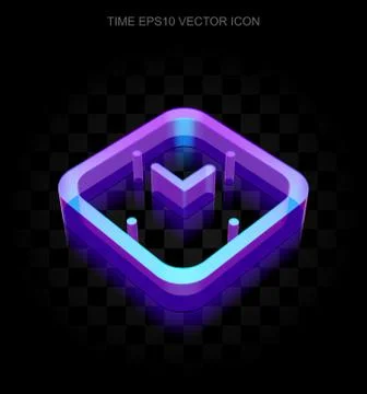 Time icon: 3d neon glowing Watch made of glass, EPS 10 vector イラスト素材