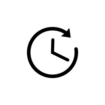 Time icon in black. Clock symbol with arrow Stock Illustration