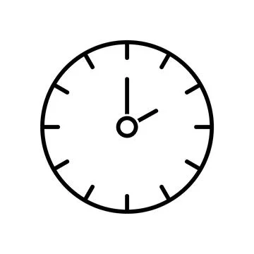 Time icon. Clock pictogram. Flat symbol for web. Line stroke. Isolated on whi Stock Illustration