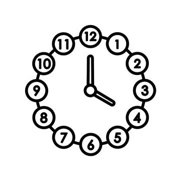 Time icon. Clock pictogram. Flat symbol for web. Line stroke. Isolated on whi Stock Illustration
