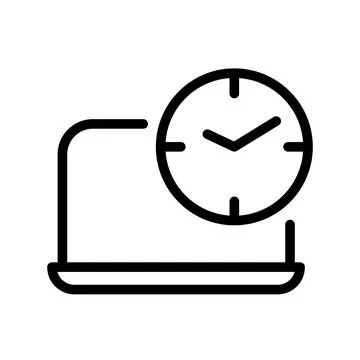 Time icon in device screen. Clock pictogram. Flat symbol for web. Line stroke Stock Illustration