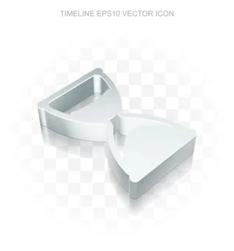 Time icon: Flat metallic 3d Hourglass, transparent shadow, EPS 10 vector Stock Illustration