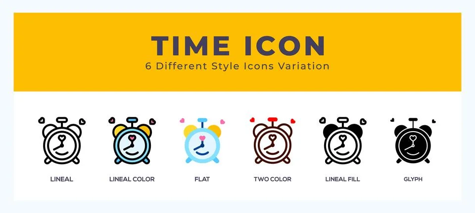 Time icon illustration vector with different styles Stock Illustration