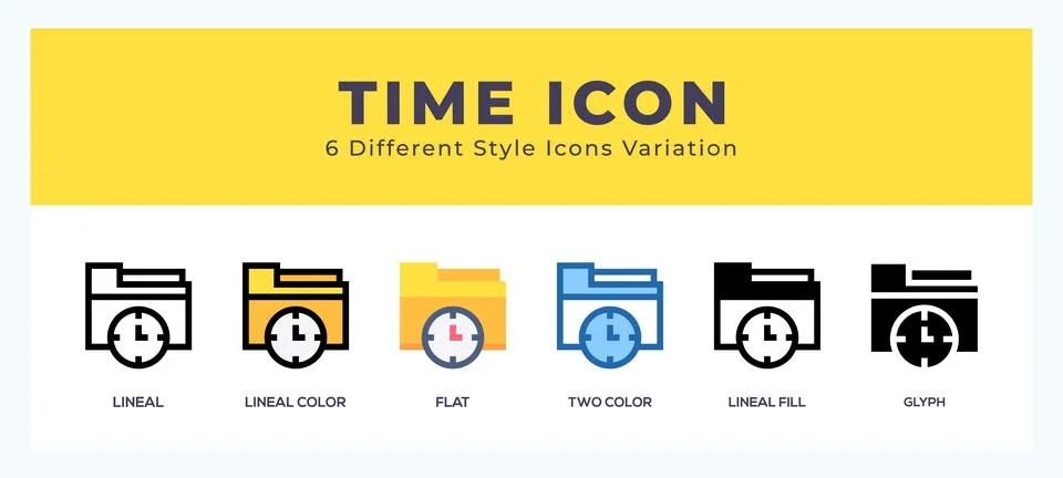 Time icon illustration vector with different styles Stock Illustration