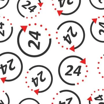Time icon seamless pattern background. Business flat vector illustration. 24  Illustrazione stock