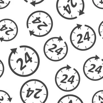 Time icon seamless pattern background. Business flat vector illustration. 24  Stock Illustration